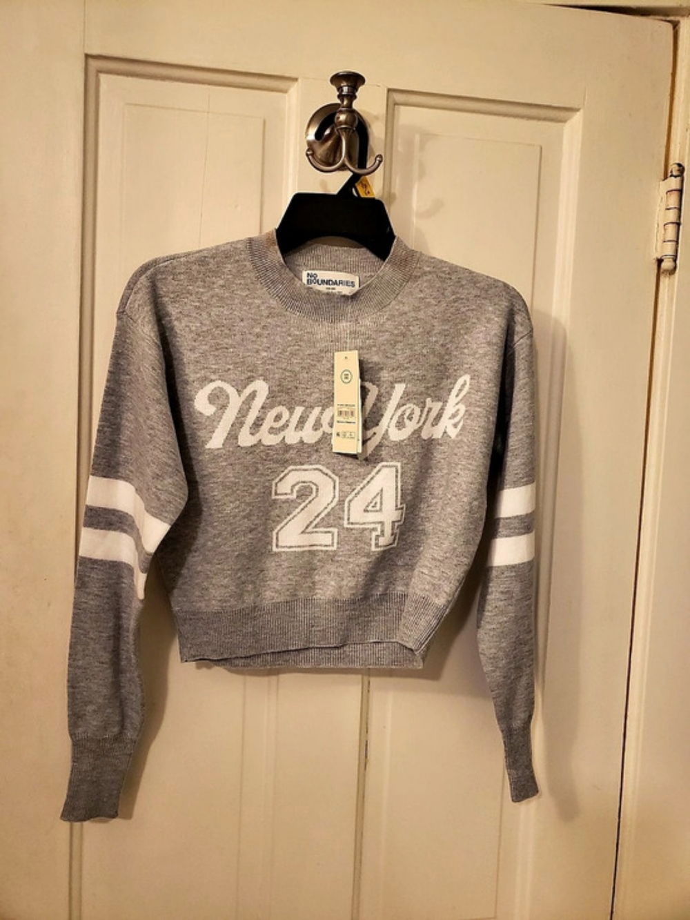 No Boundaries Varsity Crew Pullover Color Block New York 24 Sweater XXS